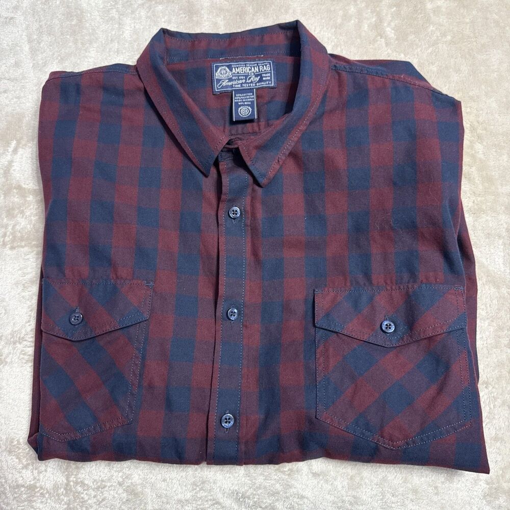 American Rag Shirt Mens XXXL Multicolor Plaid Button Up With Pocket